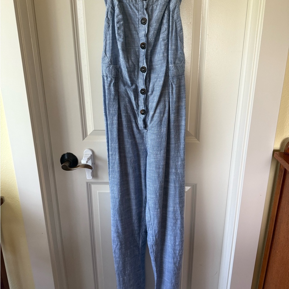 Japna Blue Denim Jumpsuit with Tapered Legs